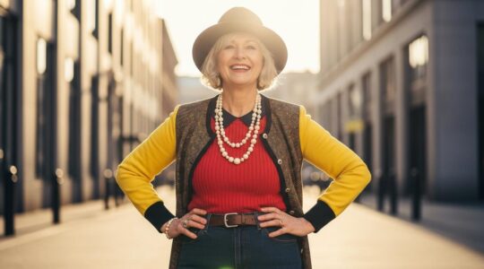 Portrait d'une femme senior élégante affichant confiance et style unique
