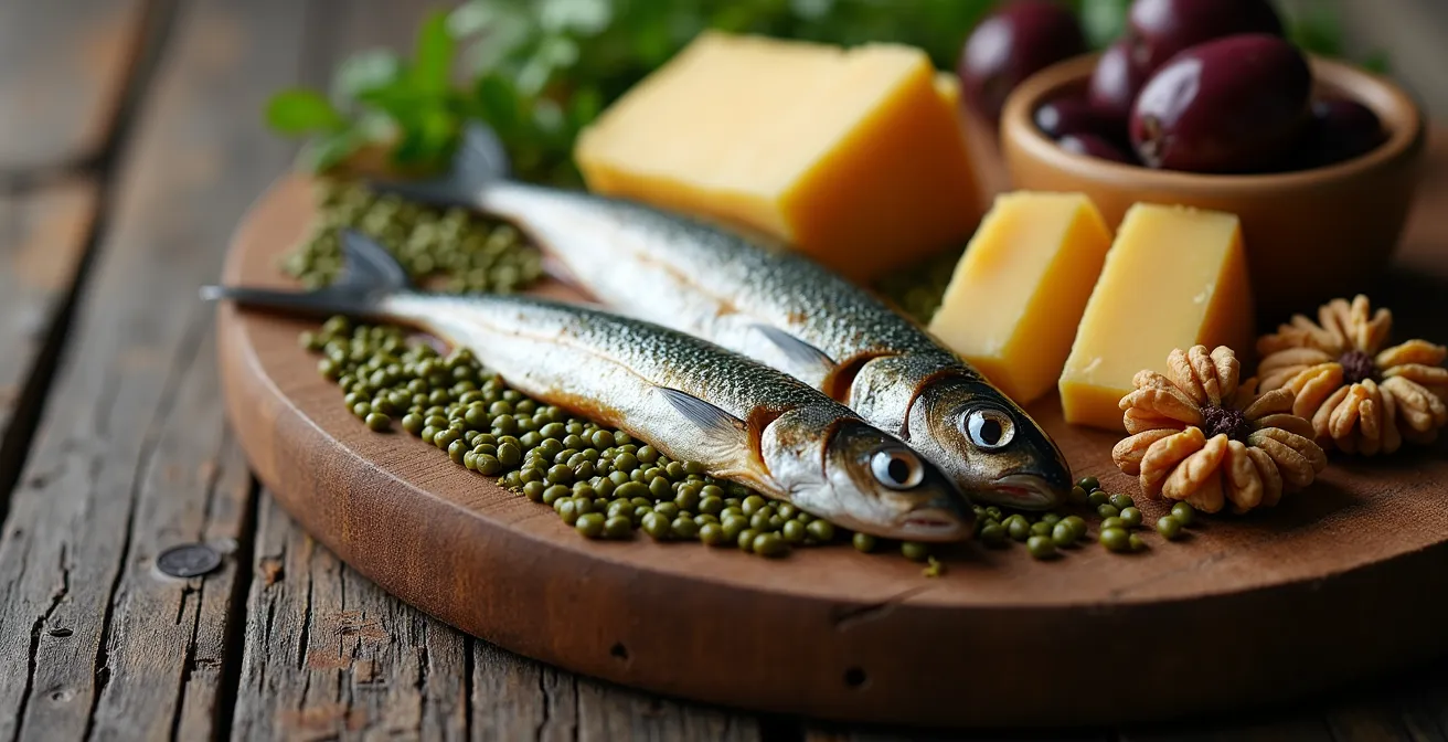 Composition artistique d'aliments du terroir français riches en nutriments pour les seniors