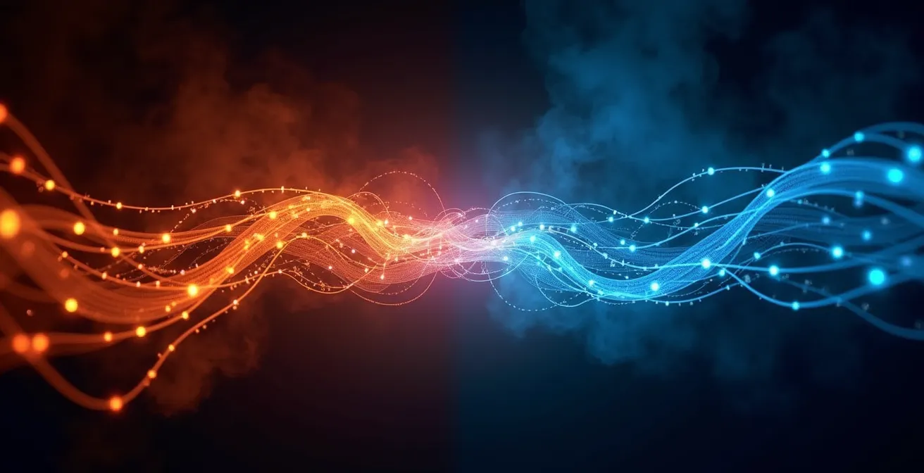 Cerveau stylisé avec réseau de connexions lumineuses symbolisant l'hyperactivité neuronale