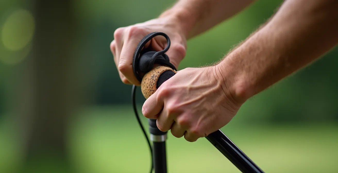 Démonstration de la technique de propulsion avec bâtons en marche nordique